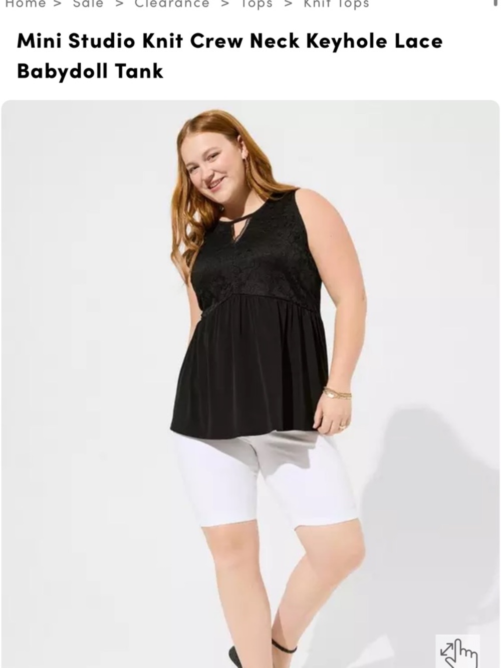 Mini studio knit crew neck keyhole lace babydoll tank